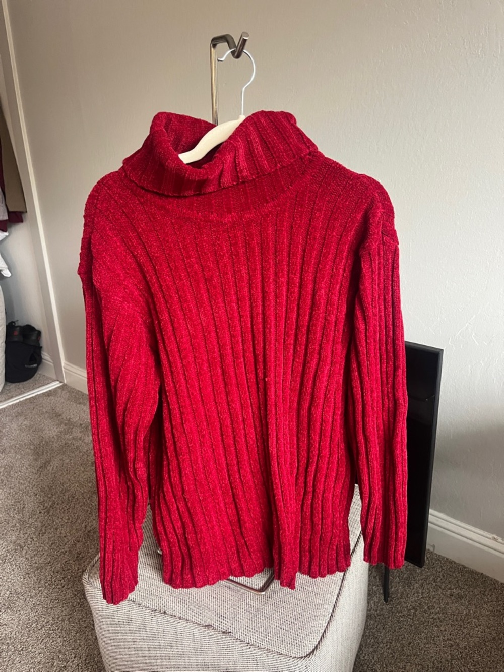 Style & Co. Red Ribbed Turtleneck Sweater